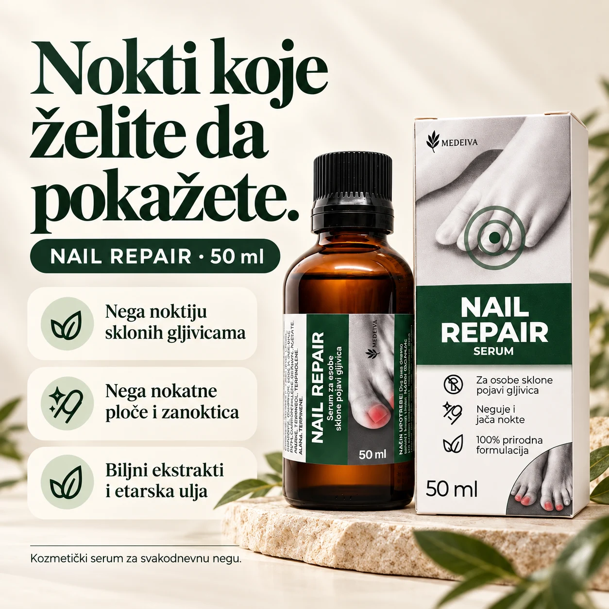 Nega noktiju sklonih gljivicama, nokatne ploče i zanoktica. Biljni ekstrakti i etarska ulja.